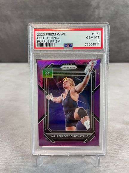 2023 Prizm WWE #109 Purple Prizm "Mr Perfect" #/149 PSA 10