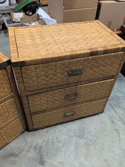 (2) matching wicker chest of drawers