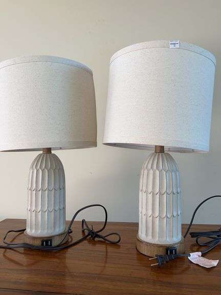 Set of (2) Modern USB Capability Touch Table Lamps