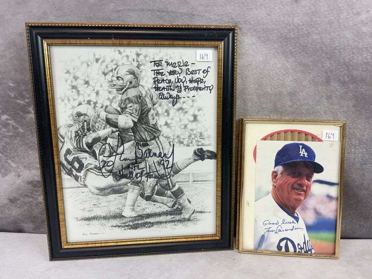 Lem Barney & Tommy Lasorda Signed Photos