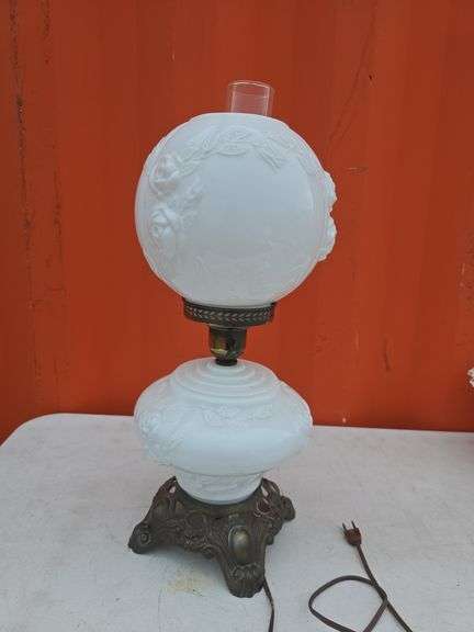 FENTON GONE WITH THE WIND HURRICANE LAMP HAND PAINTED