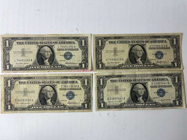Three 1957 & 1957-A $1 Blue Seal Silver Certificates
