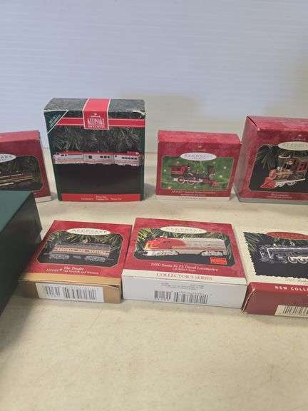 LOT OF 10 HALLMARK TRAIN CHRISTMAS ORNAMENTS