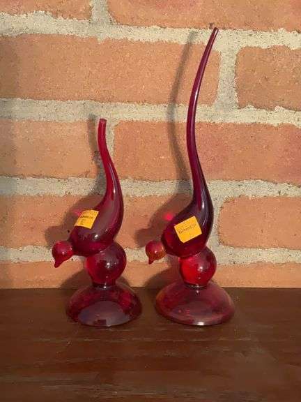 2 Viking Glass Ruby Red Birds
