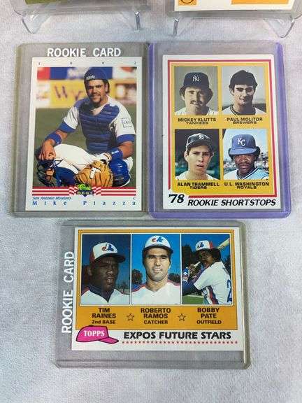 Baseball Rookie lot: Tony Gwynn, Kirby Puckett, Molitor/Trammell, Piazza, Tim Raines