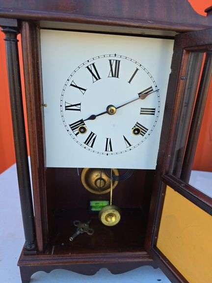 INGRAHAM PILLAR AND SCROLL 8 DAY MANTLE CLOCK WORKS