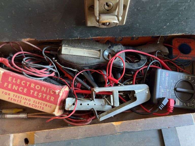 Toolbox with drill bits, electrical tools, and more