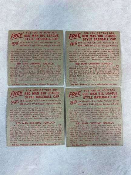 (3) 1955 Red Man Tobacco Cards - Lemon, Hegan, Rosen & Avila