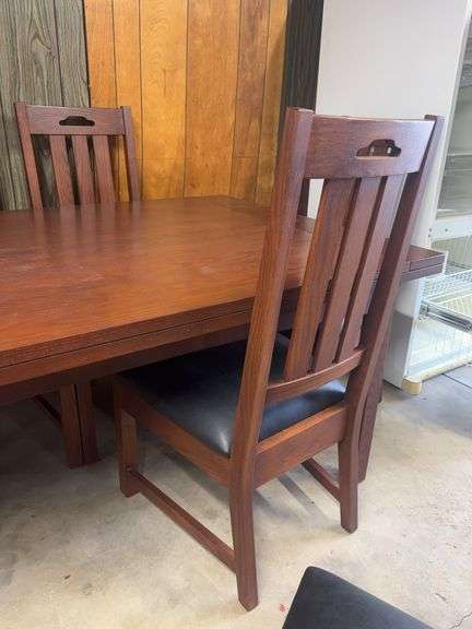 Dining Set , Table & 6 Chairs w/ Slide out on both ends for full Extension 108” W 68” W closed