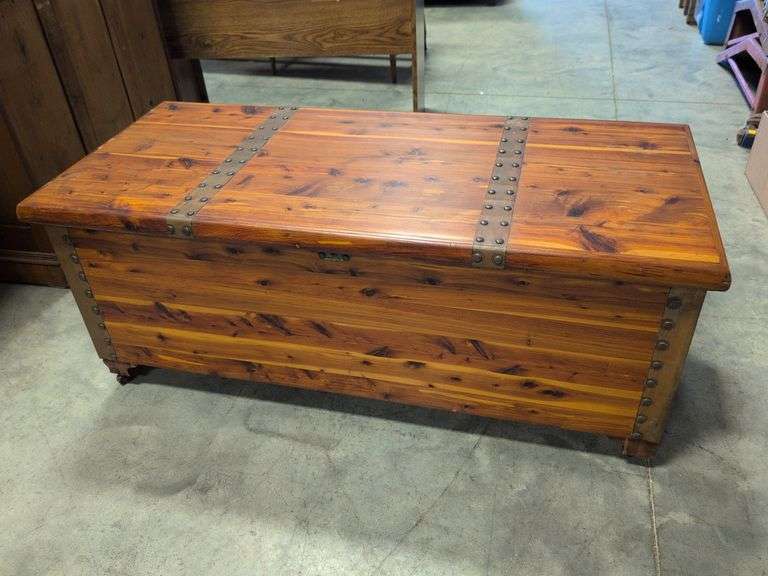 Vintage Acme cedar chest on wheels - 48" long, 21" deep, and 20" tall