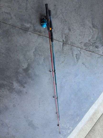 Post hole digger, adze, and (2) fishing poles