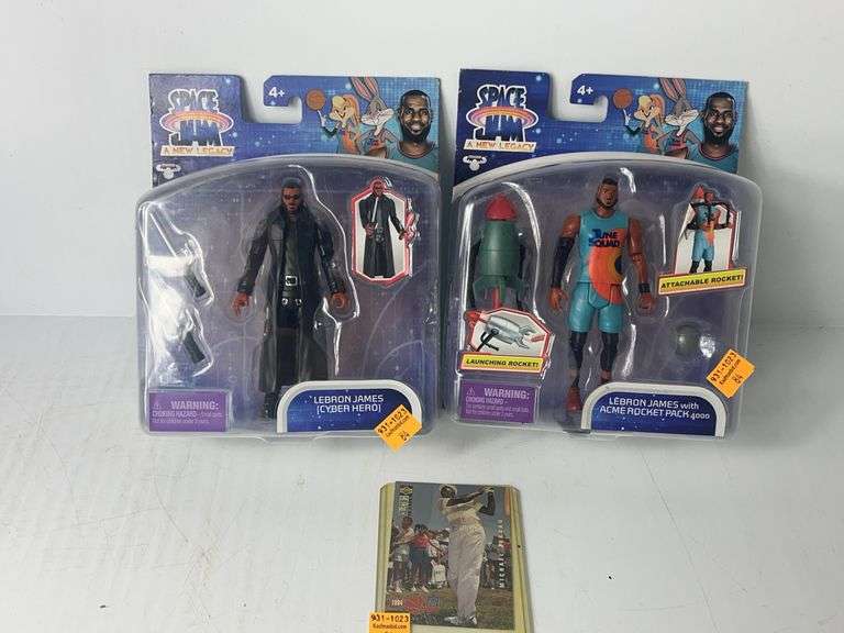 Space Jam LeBron James Figures and 1994 Michael Jordan Card