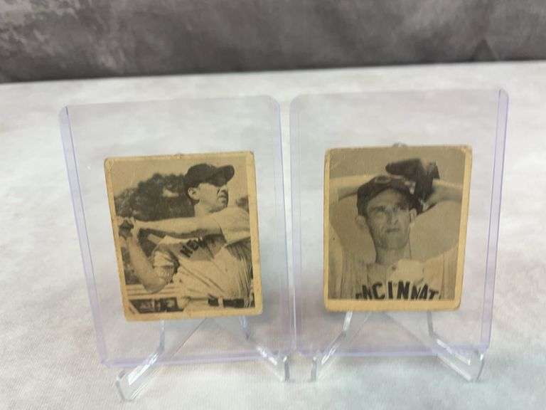 1948 Bowman baseball lot of 4: Johnny Sain, Marion, Blackwell, Tommy Henrich