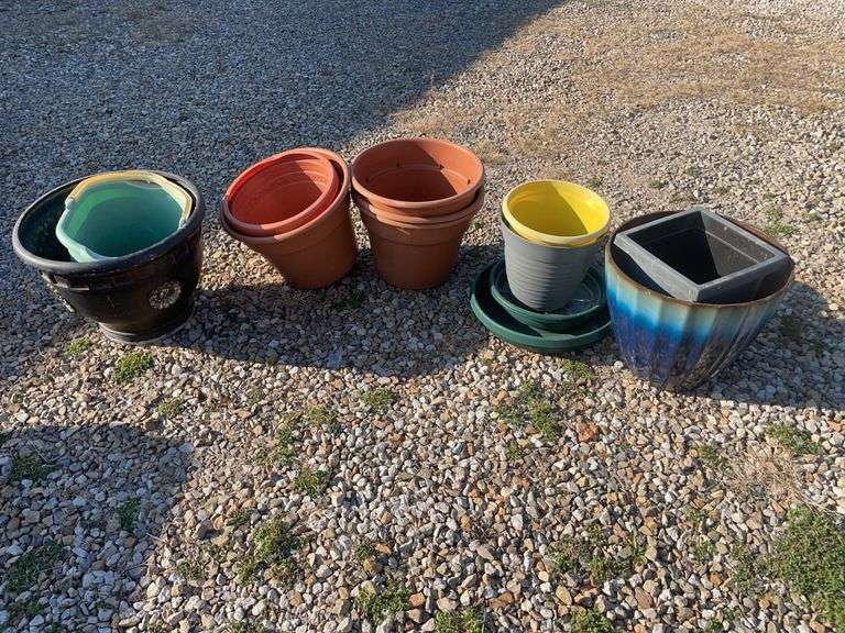 Large lot of decorative planters - mostly plastic