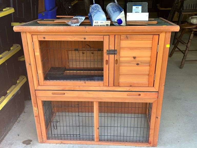Trixie 2 in 1 Rabbit Hutch w/ Feeder, Waterers, & Salt Spool