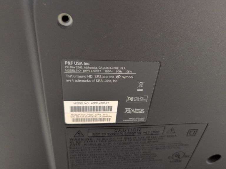 Phillips 40" TV - works, Samsung DVD player and surround sound speaker system