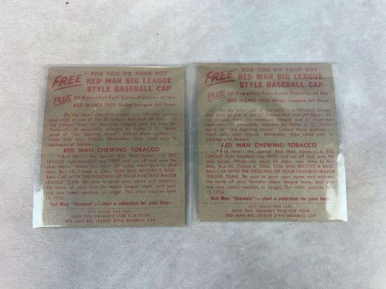 (2) 1955 Red Man Tobacco Cards - Whitey Ford & Gil Hodges
