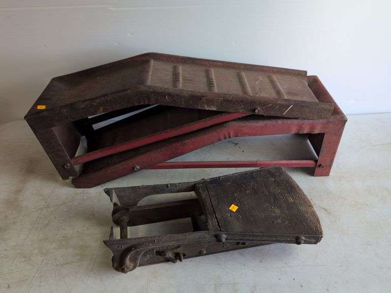 (2) metal ramps and antique piece