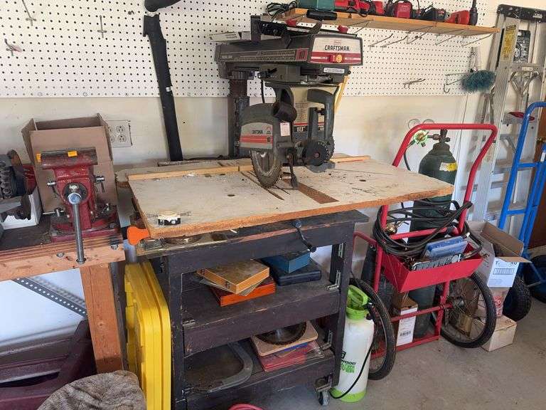 Craftsman Radial Arm Saw - Contents on Shelves Not Included