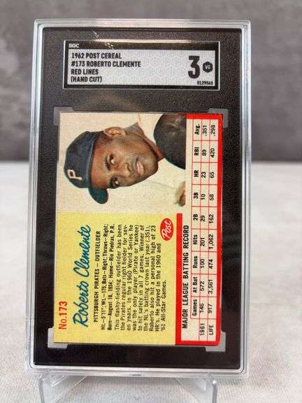 Roberto Clemente 1962 Post Cereal #173 Red Lines SGC 3 VG