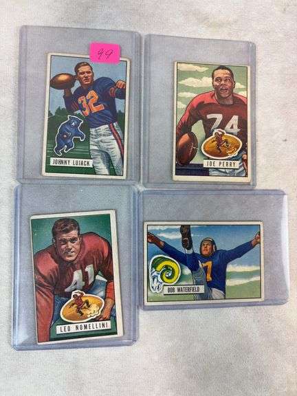 1951 Bowman football Star lot: Lojack, Waterford, Perry, Nomellini, VG-VG+