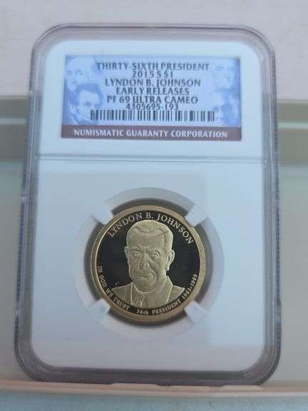 2015S LONDON B. JOHNSON PRESIDENTIAL DOLLAR NGC PF69 ULTRA CAMEO