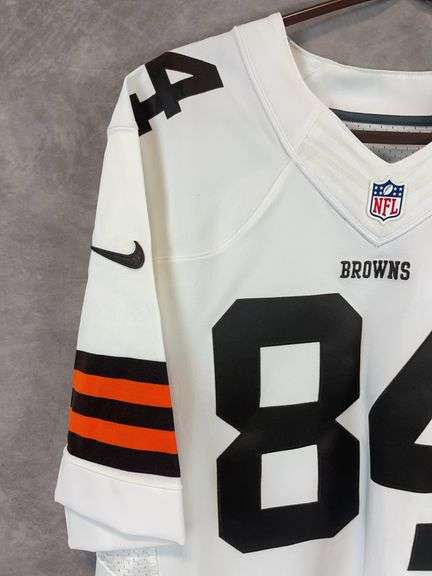 Cleveland Browns Nike white jersey with brown letters, size 52