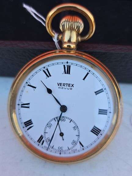 VERTEX REVUE SWISS RAILWAY WINDUP POCKET WATCH 15 JEWEL WORKS