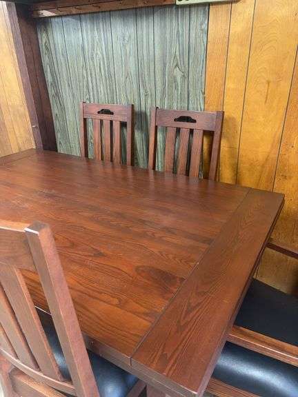 Dining Set , Table & 6 Chairs w/ Slide out on both ends for full Extension 108” W 68” W closed