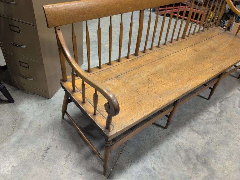 Large wooden Deacon's bench