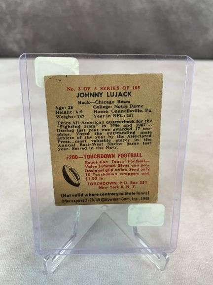 1948 Bowman football: Johnny Lujack SP,