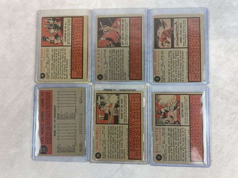 1962 Topps lot of 8: Powell (Rookie), White, Minoso, Jim Kaat, Cepeda, Kaline, Howard