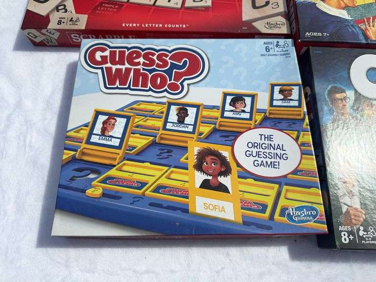 Scrabble, Clue, Guess Who?, and Battleship