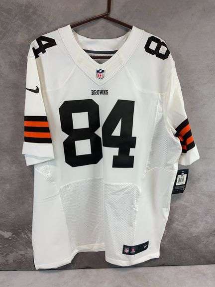 Cleveland Browns Nike white jersey with brown letters, size 52