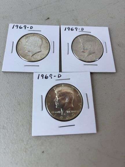3-1969 D Kennedy Half Dollars