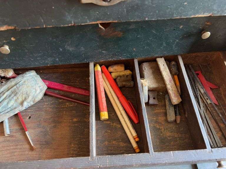 Toolbox with drill bits, electrical tools, and more