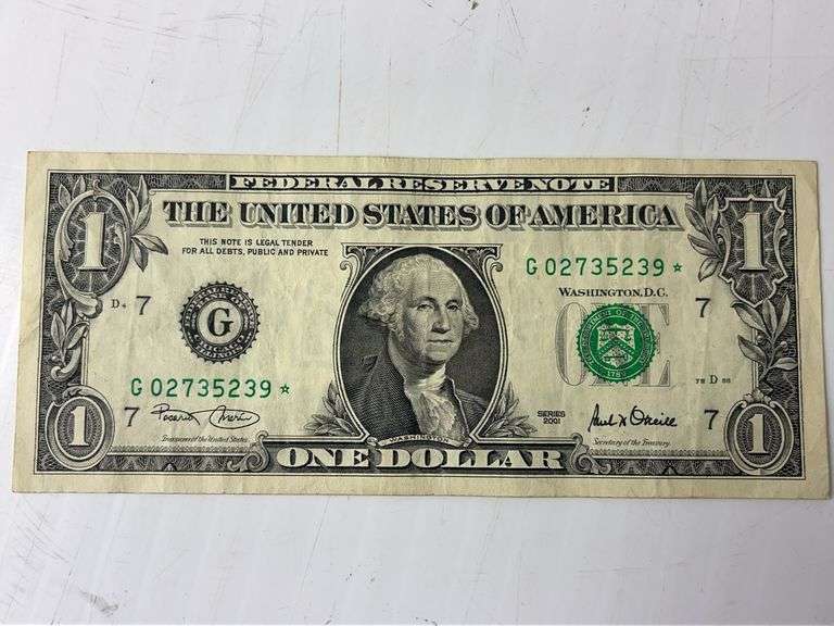 2001 $1 Green Seal Star Note