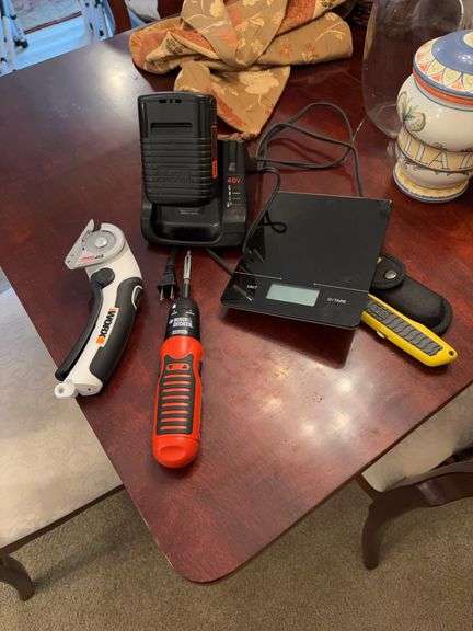 Miscellaneous tools, scale, and battery charger