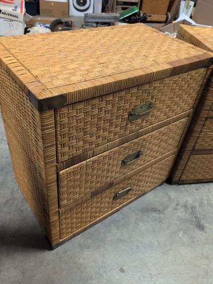 (2) matching wicker chest of drawers