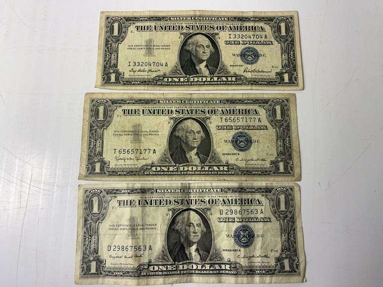 1957, 1957-A, 1957-B $1 Blue Seal Silver Certificates