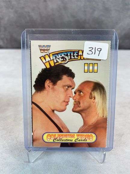 1993 Coliseum Video Wrestlemania III Promotional Card Hulk Hogan vs Andre the Giant