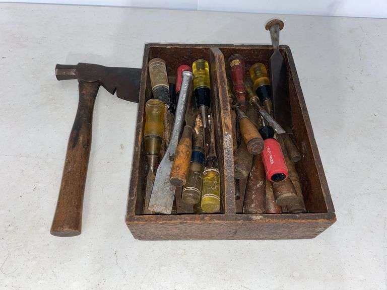 Tool Box With Chisels & Axe
