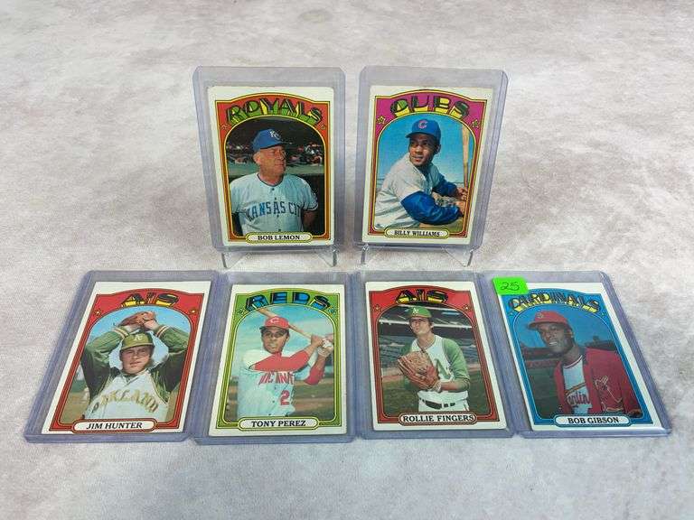 1972 Topps Star lot of 6: Gibson, Hunter, Fingers, Perez, B. Williams,Lemon