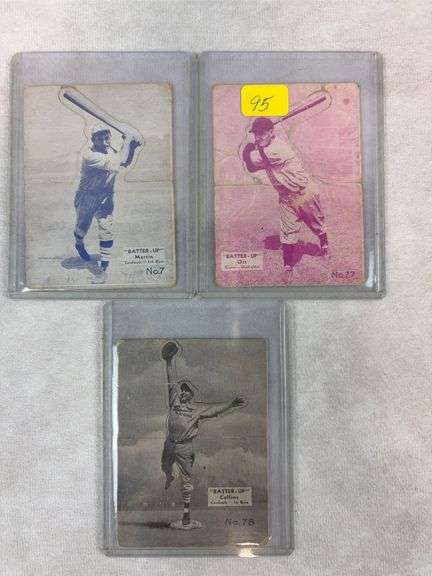 1934 Batter Up cards: Mel Ott, Martin, Collins, good-VG