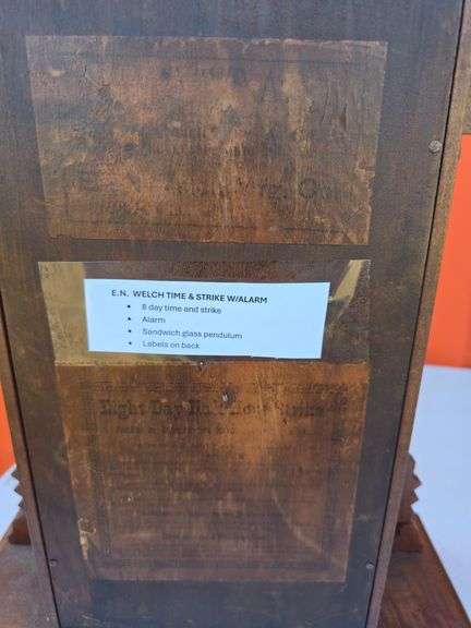 E.N. WELCH 8 DAY WINDUP MANTLE CLOCK RUNS