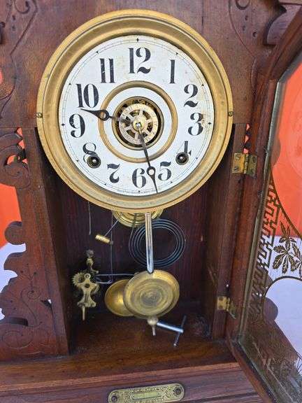 INGRAHAM WALNUT PARLOR CLOCK WORKS