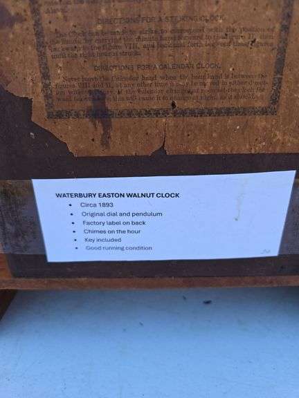 WATERBURY EASTON WALNUT MANTLE CLOCK WORKS