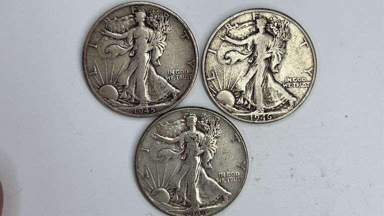 1945-S, 1946, 1946-D Walking Liberty Dollars