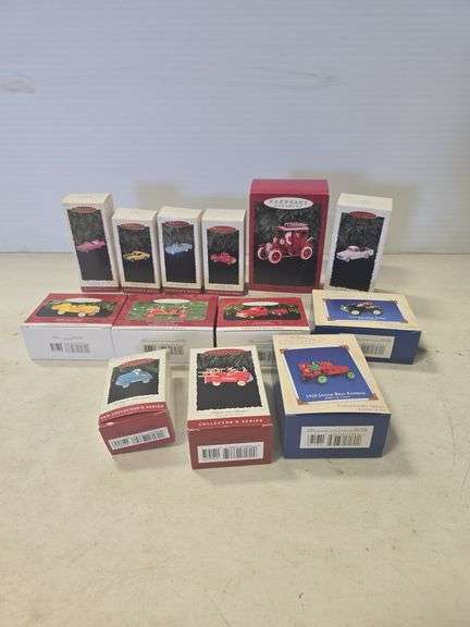 LOT OF 13 HALLMARK CARS CHRISTMAS ORNAMENTS