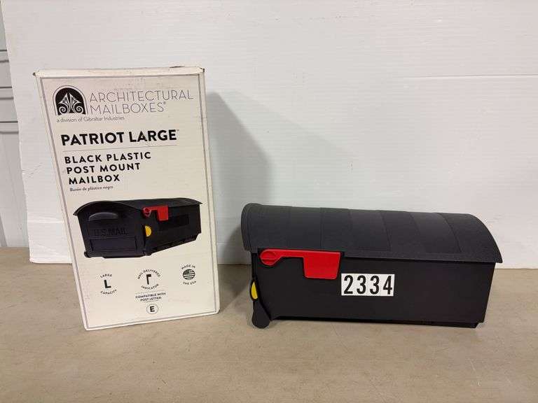 Black plastic post mount mailbox patriot large
